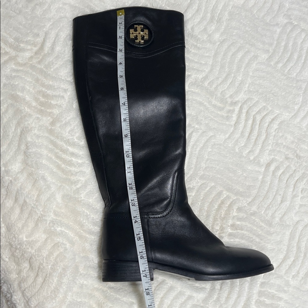 Tory Burch Black Leather Riding Boots Logo Medallion Knee High Size 7.5 - Picture 14 of 14